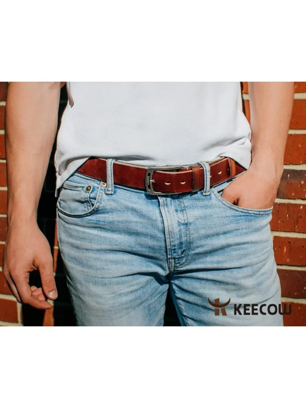 Stylish Men's 100% Italian Leather Belt with Anti-Scratch Buckle, Gift-Ready